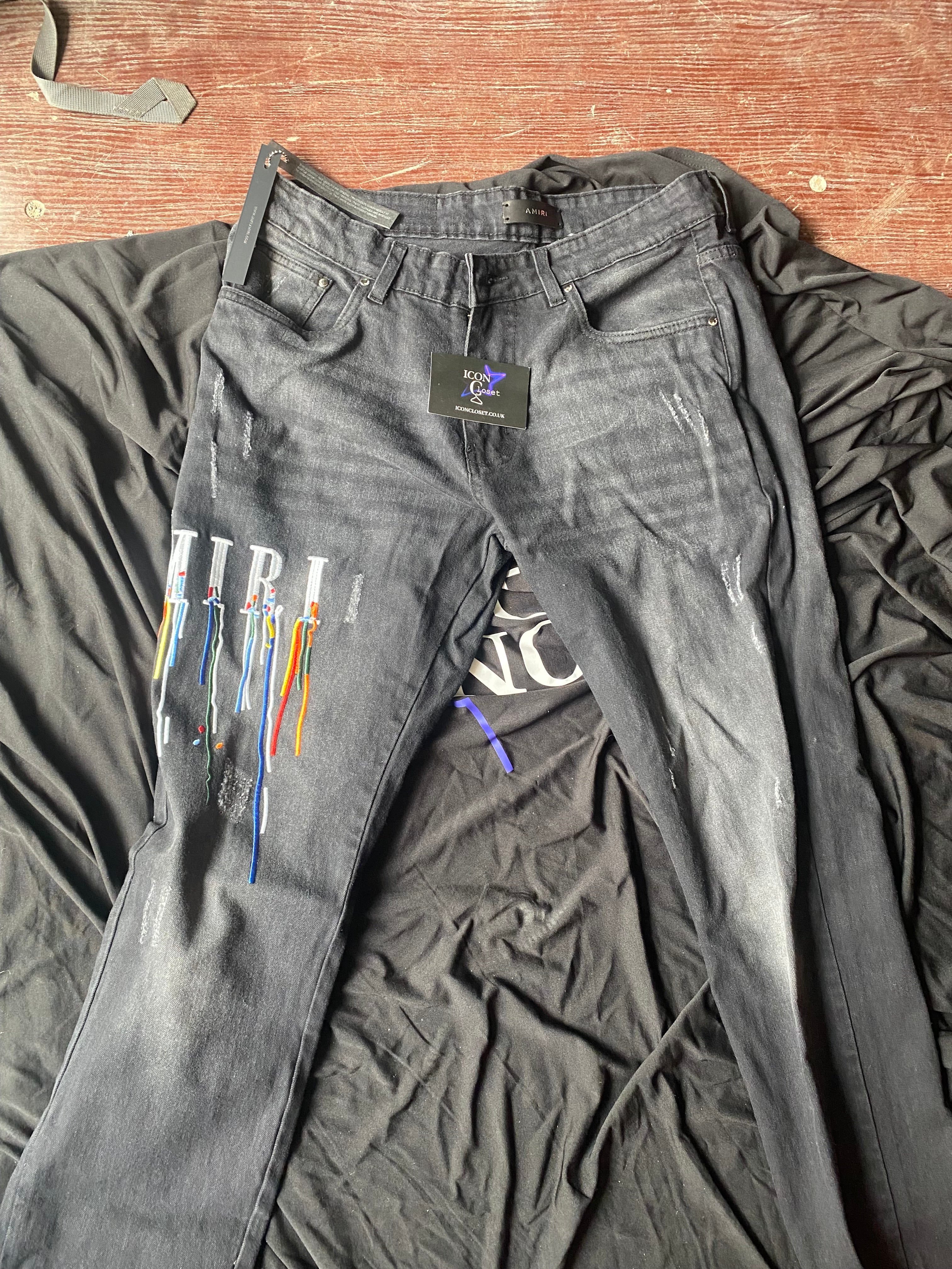 Dark Grey Amiri Splatter Jeans