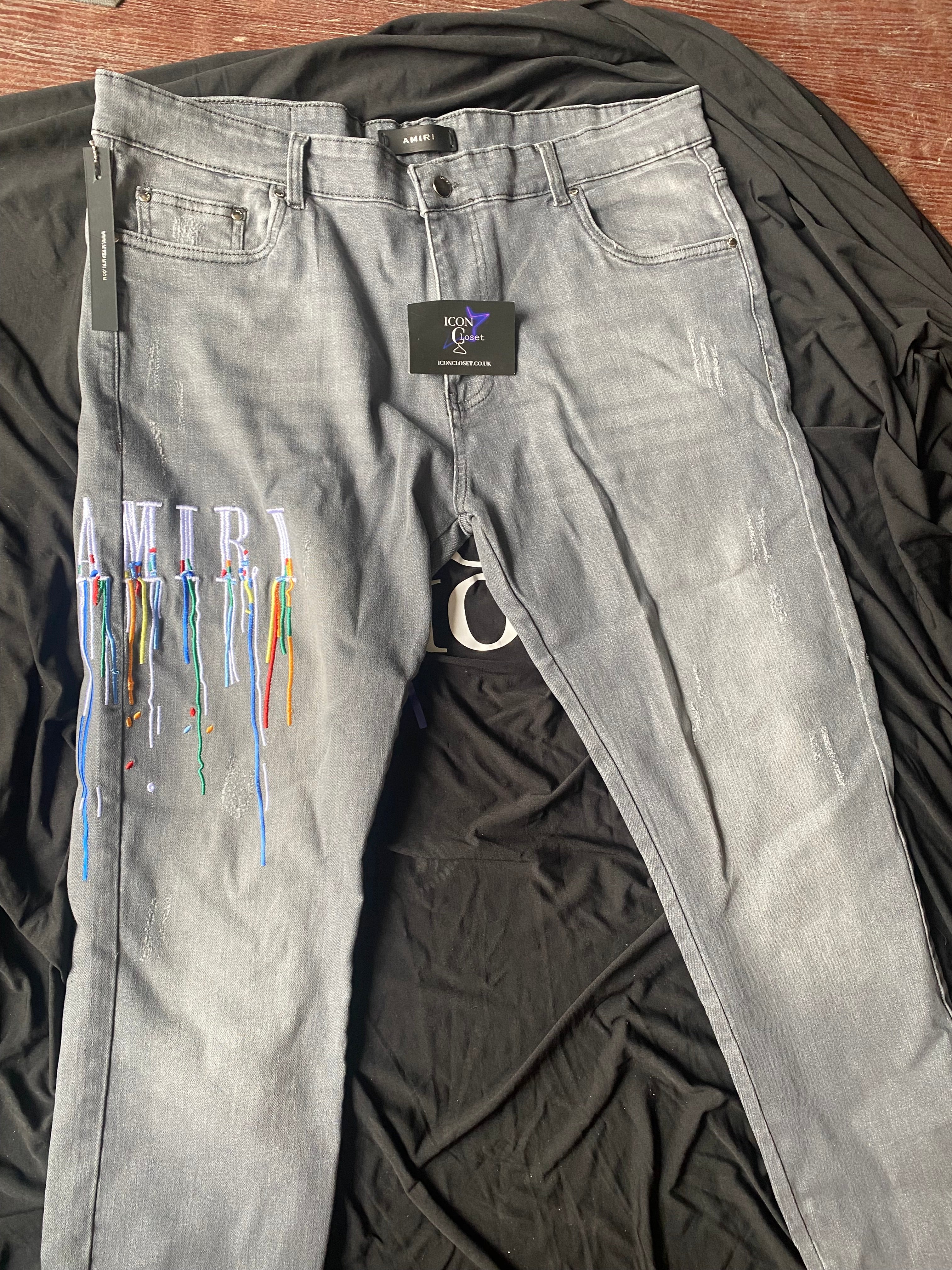 Light Grey Amiri Splatter Jeans